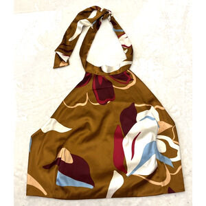 Sigrid Olsen Women's Floral Halter Top Sz L Brown Boho NWOT